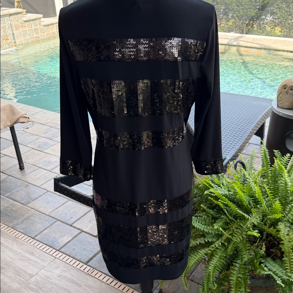 Michael Kors Black Sequin 3/4 Sleeves Dress - Picture 4 of 8